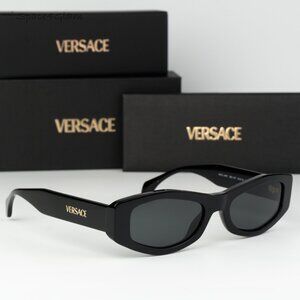 Versace Women Sunglasses Black Dark Grey Rectangle VE4487 GB1/87 NEW AUTHENTIC
